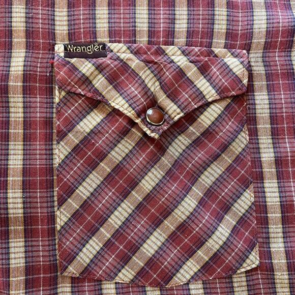 Wrangle Vintage Pearl Snap Button Down men’s plaid Shirt USA Size Large - Picture 6 of 8